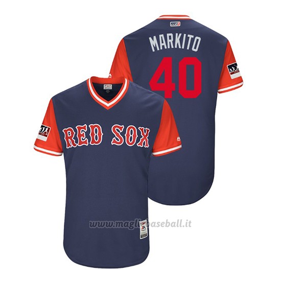 Maglia Baseball Uomo Boston Rosso Sox Marco Hernandez 2018 Llws Players Weekend Markito Blu
